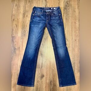 Miss Me Low Rise Dark Boot Cut Jeans Size 27